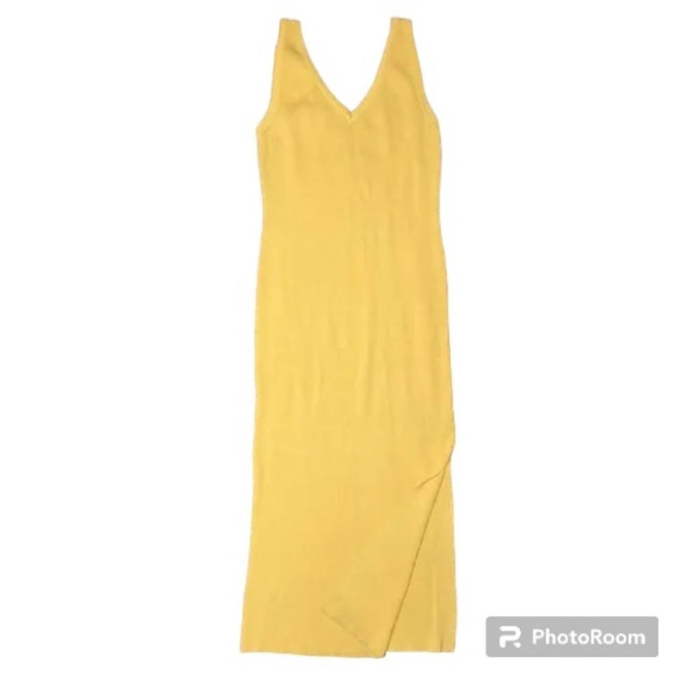 House Of Harlow 1960‎ Yellow Ribbed Knit Midi Dress